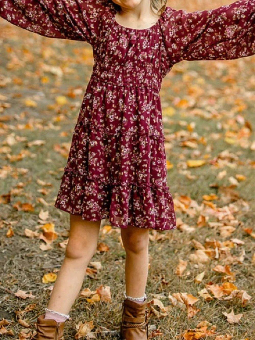 Girls Maroon flowy dress